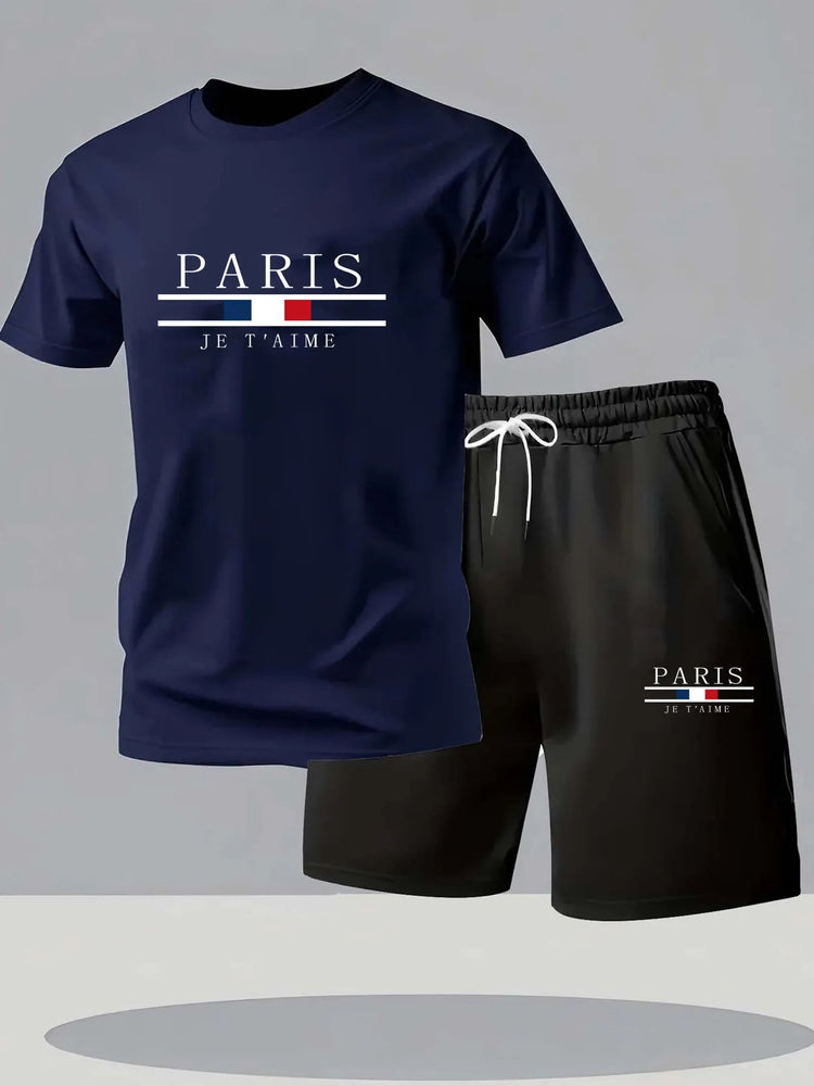 Men Breathable Clothes Workout Fashion Two Piece Sets Sportswear Quick Drying T-shirt Shorts Sets Men&