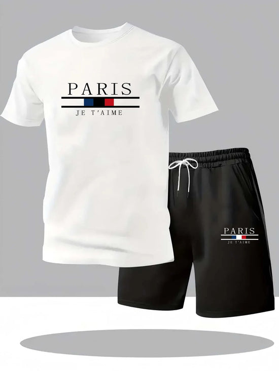 Men Breathable Clothes Workout Fashion Two Piece Sets Sportswear Quick Drying T-shirt Shorts Sets Men&