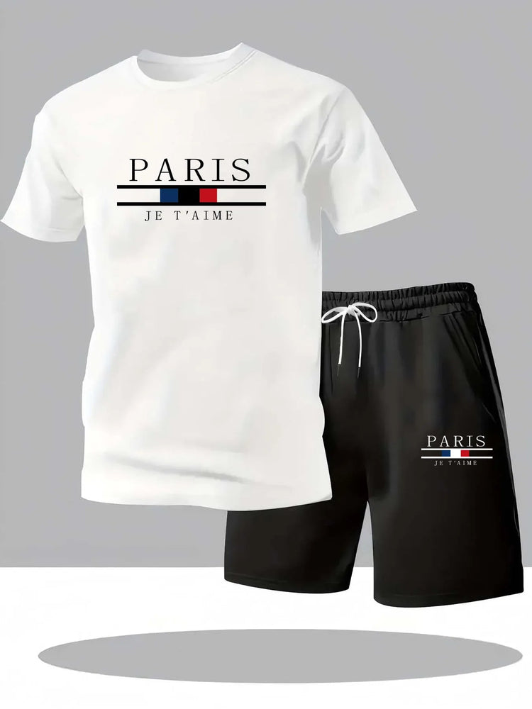 Men Breathable Clothes Workout Fashion Two Piece Sets Sportswear Quick Drying T-shirt Shorts Sets Men&