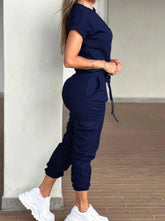 Set of workwear, short sleeved top, ankle tied pants set from NAPSA - 