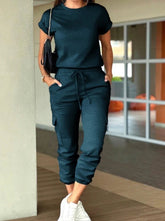 Set of workwear, short sleeved top, ankle tied pants set from NAPSA - 