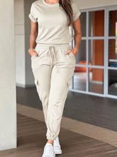 Set of workwear, short sleeved top, ankle tied pants set from NAPSA - 