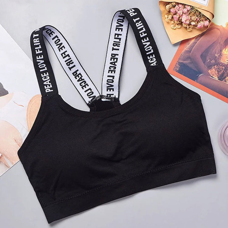 Sports underwear Women Yoga Fitness Seamless Crop Top Wide Letter Straps Comfortable Workout Activewear from NAPSA - 