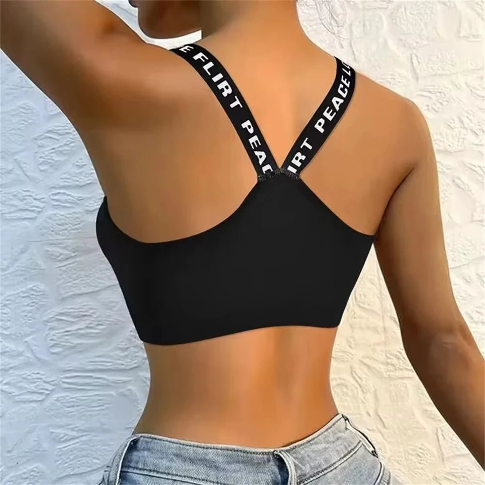 Sports underwear Women Yoga Fitness Seamless Crop Top Wide Letter Straps Comfortable Workout Activewear from NAPSA - 