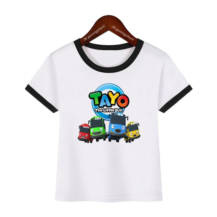 t-shirt for boys Tayo and Little Friends Car Cartoon Print Boys T-Shirt Summer Girks Shirt Fashion Toddler shirt ShortSleeve Top from NAPSA - 