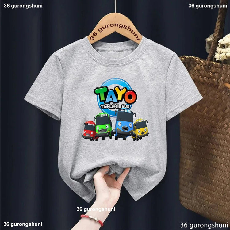 t-shirt for boys Tayo and Little Friends Car Cartoon Print Boys T-Shirt Summer Girks Shirt Fashion Toddler shirt ShortSleeve Top from NAPSA - 