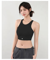 Wear high - strength fitness underwear with a drawstring and breast, shock - absorbing hollow out back, threaded vest style bra from NAPSA - 