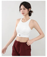 Wear high - strength fitness underwear with a drawstring and breast, shock - absorbing hollow out back, threaded vest style bra from NAPSA - 