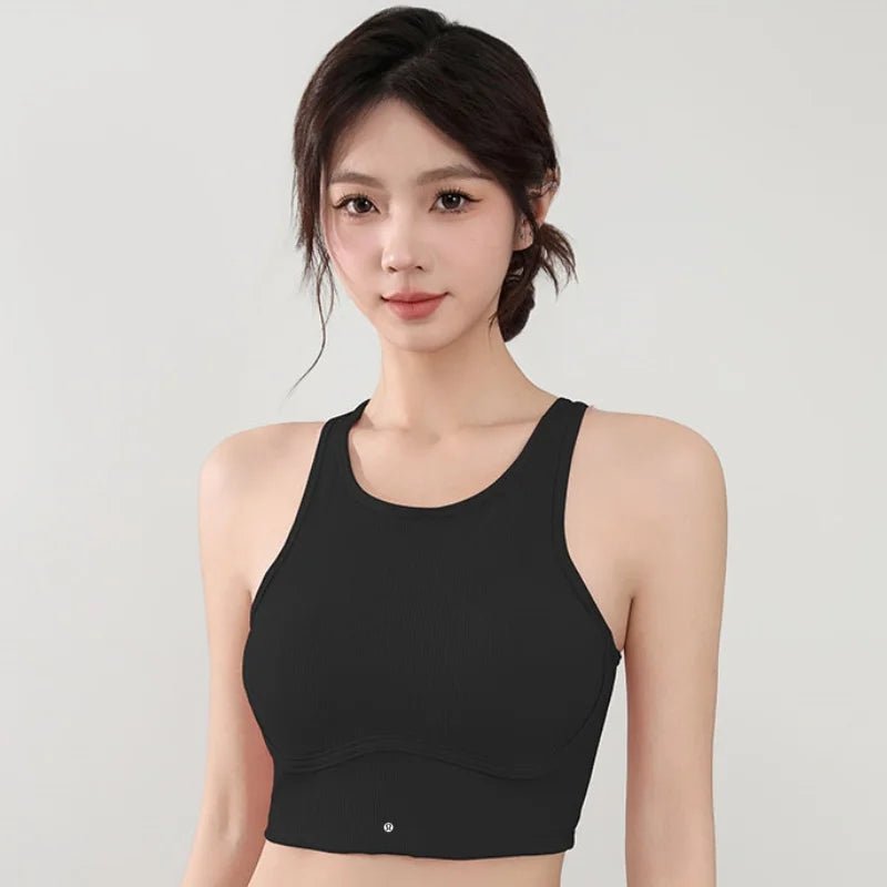 Wear high - strength fitness underwear with a drawstring and breast, shock - absorbing hollow out back, threaded vest style bra from NAPSA - 