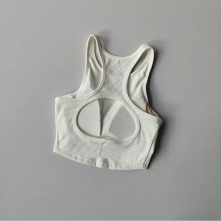 Wear high - strength fitness underwear with a drawstring and breast, shock - absorbing hollow out back, threaded vest style bra from NAPSA - 