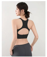 Wear high - strength fitness underwear with a drawstring and breast, shock - absorbing hollow out back, threaded vest style bra from NAPSA - 