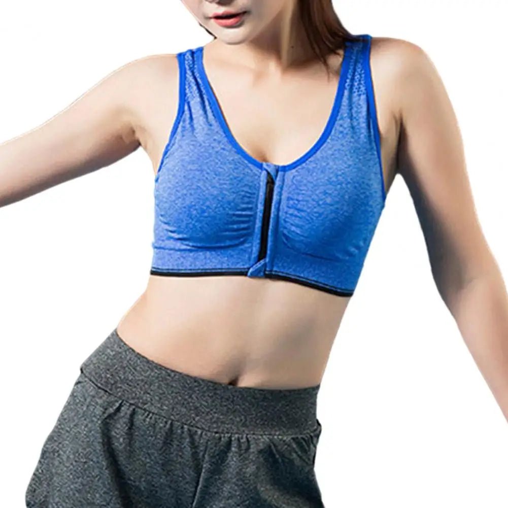 Women Activewear Bra Shockproof Sports Bra with Wide Shoulder Straps Front Zipper Padded Wireless Breathable for Running Fitness from NAPSA - 