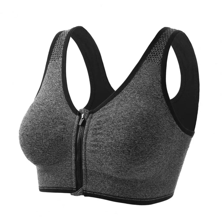 Women Activewear Bra Shockproof Sports Bra with Wide Shoulder Straps Front Zipper Padded Wireless Breathable for Running Fitness from NAPSA - 