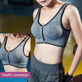 Women Activewear Bra Shockproof Sports Bra with Wide Shoulder Straps Front Zipper Padded Wireless Breathable for Running Fitness from NAPSA - 