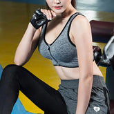 Women Activewear Bra Shockproof Sports Bra with Wide Shoulder Straps Front Zipper Padded Wireless Breathable for Running Fitness from NAPSA - 