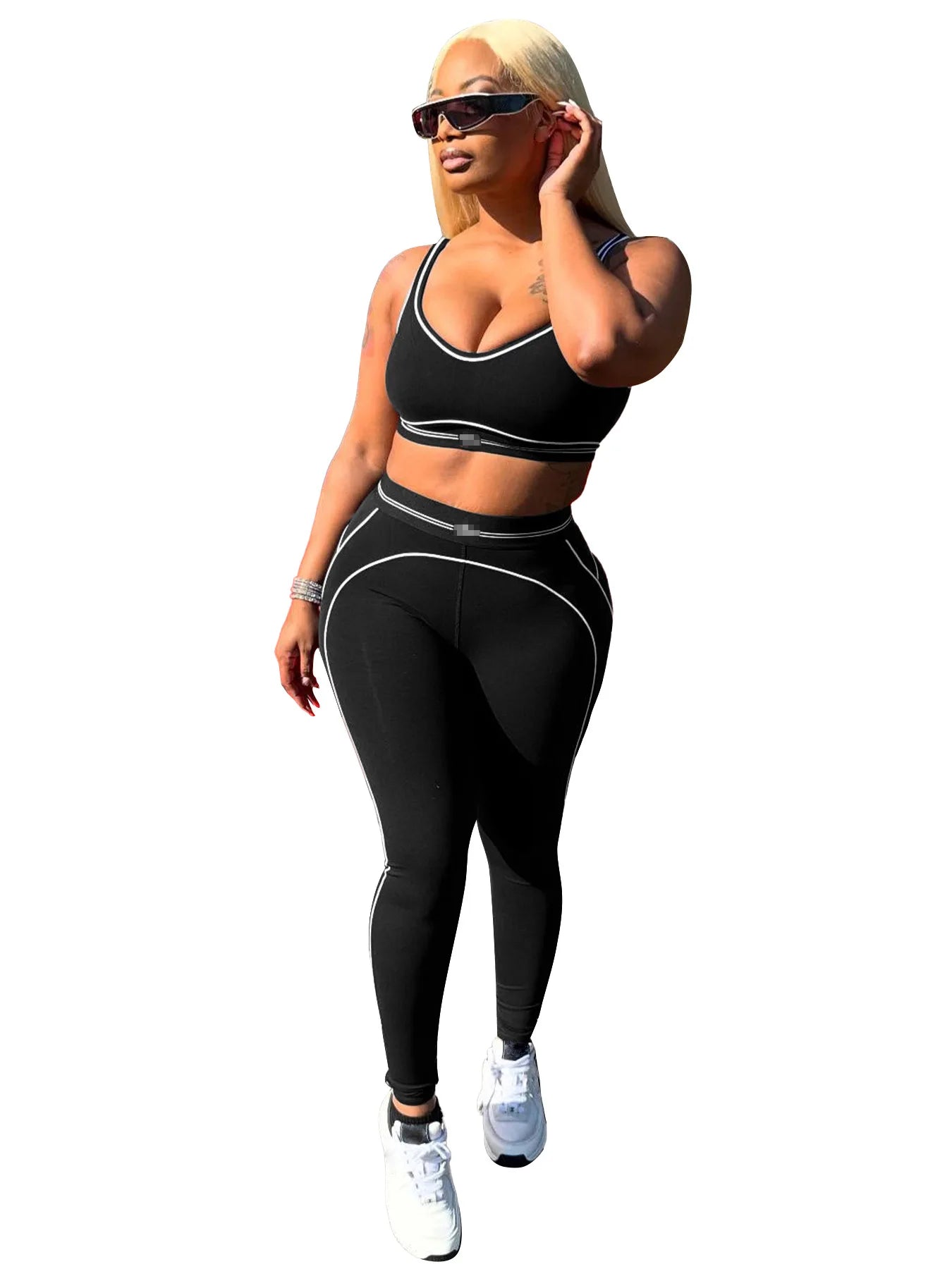 Women Activewear Summer Fitness Gym Yoga Sets Two Piece Set Bra Crop Top And High Waist Leggings Sportswear Training Workout Set from NAPSA - 