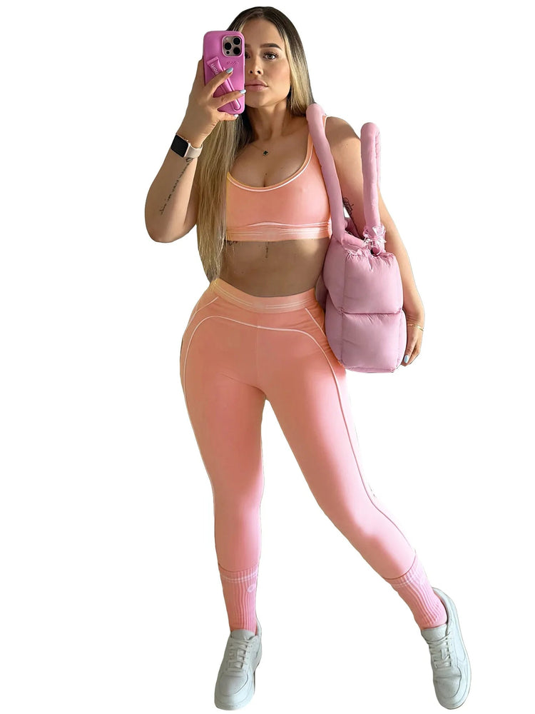 Women Activewear Summer Fitness Gym Yoga Sets Two Piece Set Bra Crop Top And High Waist Leggings Sportswear Training Workout Set from NAPSA - 