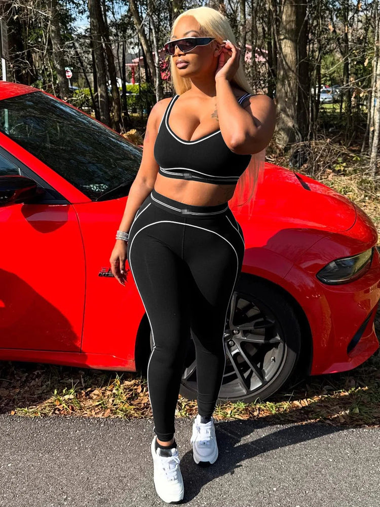 Women Activewear Summer Fitness Gym Yoga Sets Two Piece Set Bra Crop Top And High Waist Leggings Sportswear Training Workout Set from NAPSA - 