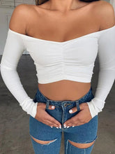 Women T-shirts sexy and club fashion female T-shirt long sleeve off shoulder solid color lady Tshirt autumn basic tees from NAPSA - 