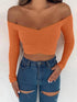Women T-shirts sexy and club fashion female T-shirt long sleeve off shoulder solid color lady Tshirt autumn basic tees from NAPSA - 