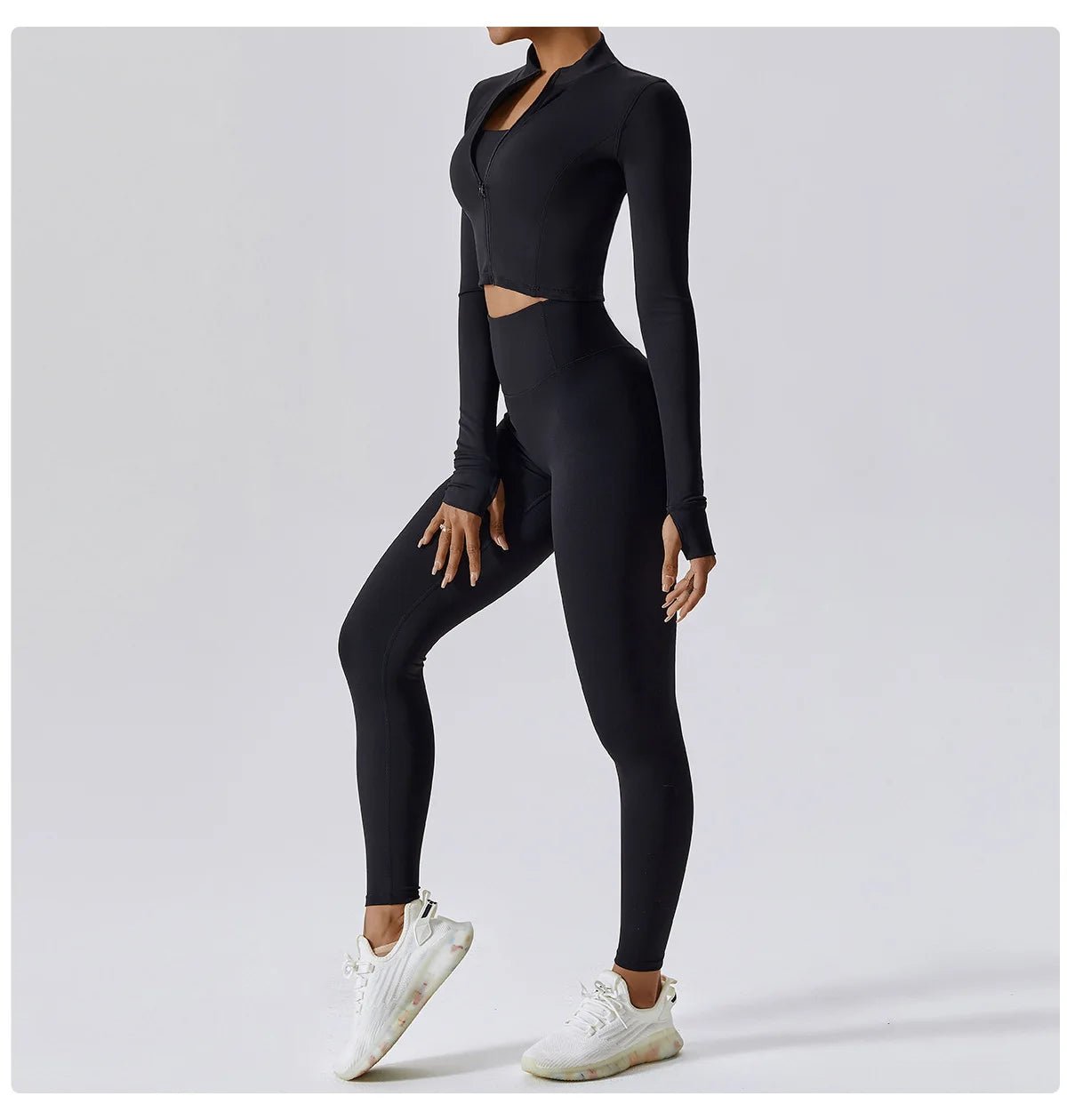Workout Outfit Active Wear 3 Pieces Workout Clothes For Women Sports Bra High Waist Gym Leggings Long - Sleeved Fitness Sportswear from NAPSA - 