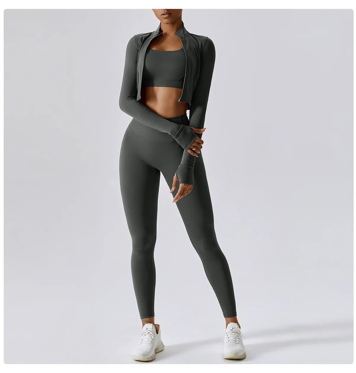 Workout Outfit Active Wear 3 Pieces Workout Clothes For Women Sports Bra High Waist Gym Leggings Long - Sleeved Fitness Sportswear from NAPSA - 