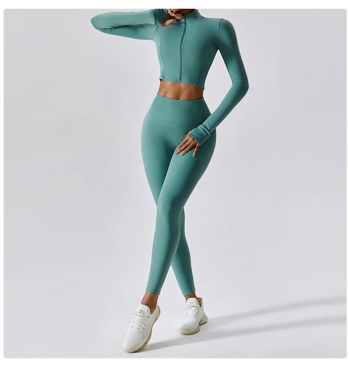 Workout Outfit Active Wear 3 Pieces Workout Clothes For Women Sports Bra High Waist Gym Leggings Long - Sleeved Fitness Sportswear from NAPSA - 