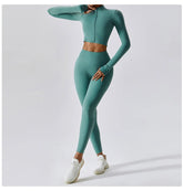 Workout Outfit Active Wear 3 Pieces Workout Clothes For Women Sports Bra High Waist Gym Leggings Long - Sleeved Fitness Sportswear from NAPSA - 