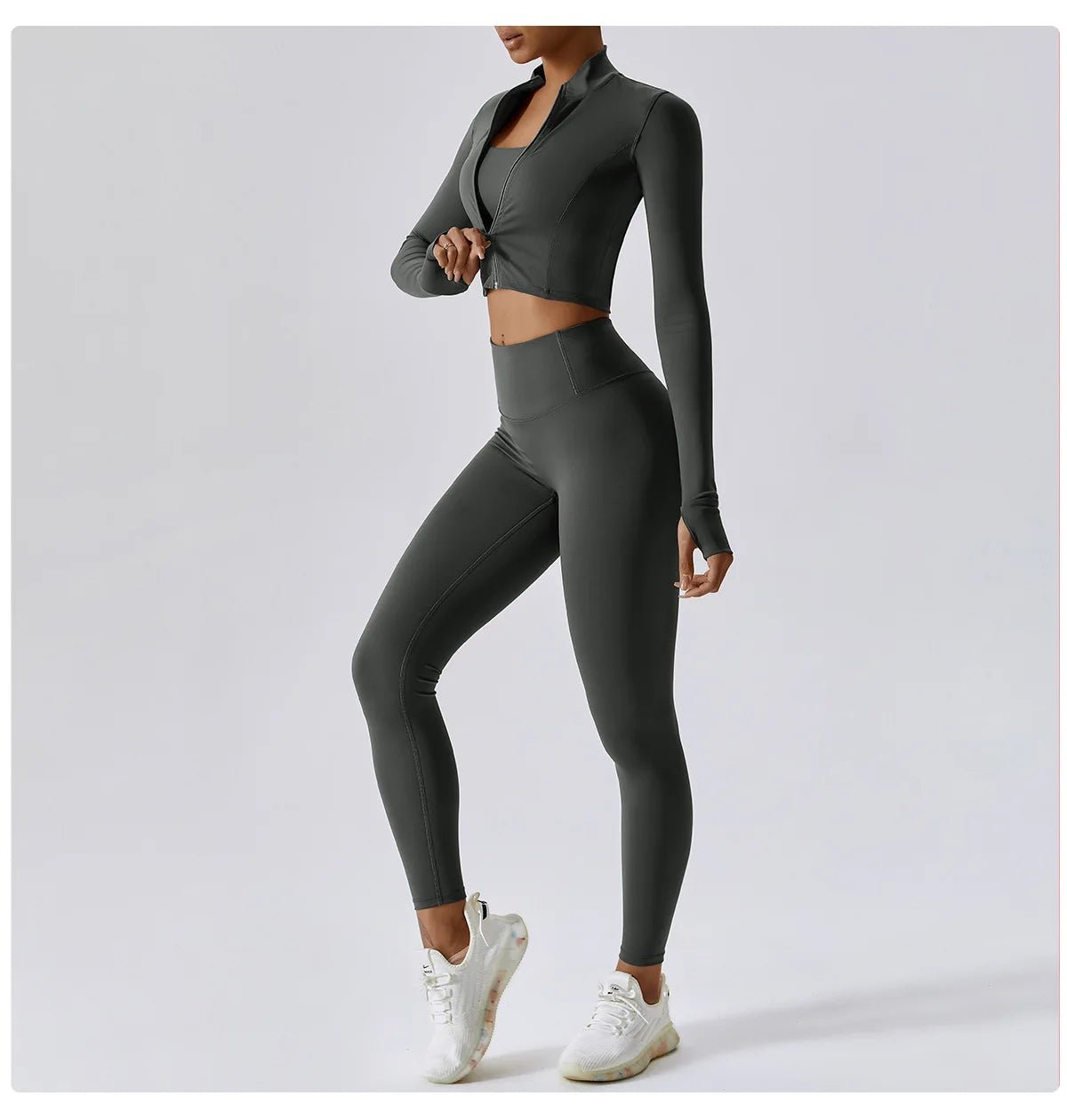 Workout Outfit Active Wear 3 Pieces Workout Clothes For Women Sports Bra High Waist Gym Leggings Long - Sleeved Fitness Sportswear from NAPSA - 
