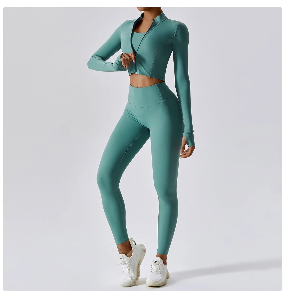 Workout Outfit Active Wear 3 Pieces Workout Clothes For Women Sports Bra High Waist Gym Leggings Long - Sleeved Fitness Sportswear from NAPSA - 