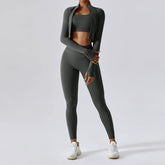 Workout Outfit Active Wear 3 Pieces Workout Clothes For Women Sports Bra High Waist Gym Leggings Long - Sleeved Fitness Sportswear from NAPSA - 