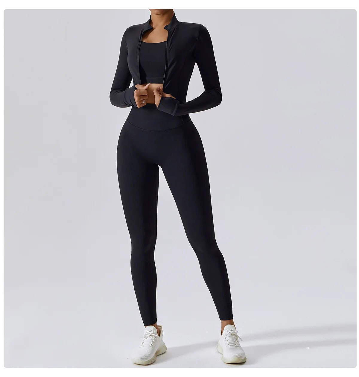 Workout Outfit Active Wear 3 Pieces Workout Clothes For Women Sports Bra High Waist Gym Leggings Long - Sleeved Fitness Sportswear from NAPSA - 