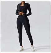 Workout Outfit Active Wear 3 Pieces Workout Clothes For Women Sports Bra High Waist Gym Leggings Long - Sleeved Fitness Sportswear from NAPSA - 