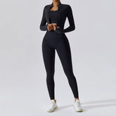 Workout Outfit Active Wear 3 Pieces Workout Clothes For Women Sports Bra High Waist Gym Leggings Long - Sleeved Fitness Sportswear from NAPSA - 