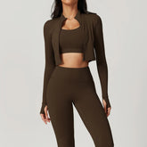 Workout Outfit Active Wear 3 Pieces Workout Clothes For Women Sports Bra High Waist Gym Leggings Long - Sleeved Fitness Sportswear from NAPSA - 