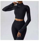 Workout Outfit Active Wear 3 Pieces Workout Clothes For Women Sports Bra High Waist Gym Leggings Long - Sleeved Fitness Sportswear from NAPSA - 