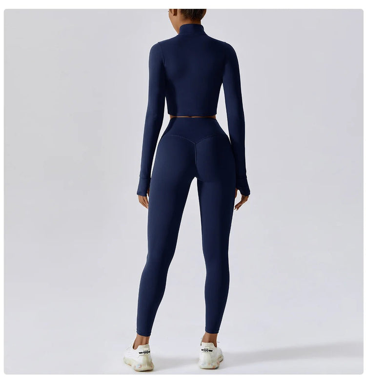 Workout Outfit Active Wear 3 Pieces Workout Clothes For Women Sports Bra High Waist Gym Leggings Long - Sleeved Fitness Sportswear from NAPSA - 