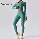 Workout Outfit Active Wear 3 Pieces Workout Clothes For Women Sports Bra High Waist Gym Leggings Long - Sleeved Fitness Sportswear from NAPSA - 