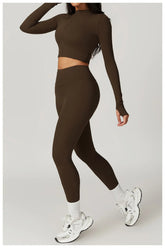 Workout Outfit Active Wear 3 Pieces Workout Clothes For Women Sports Bra High Waist Gym Leggings Long - Sleeved Fitness Sportswear from NAPSA - 