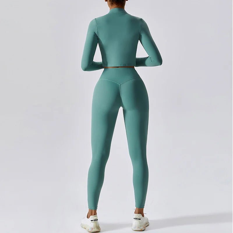 Workout Outfit Active Wear 3 Pieces Workout Clothes For Women Sports Bra High Waist Gym Leggings Long - Sleeved Fitness Sportswear from NAPSA - 