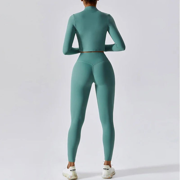 Workout Outfit Active Wear 3 Pieces Workout Clothes For Women Sports Bra High Waist Gym Leggings Long - Sleeved Fitness Sportswear from NAPSA - 